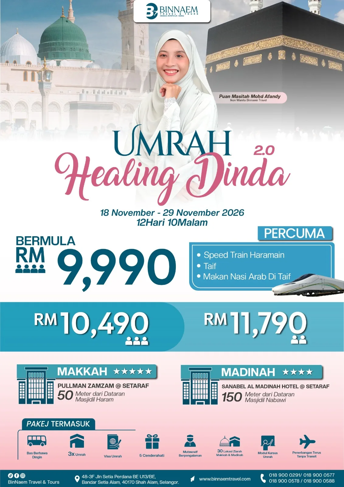 Poster Pakej Umrah Healing Dinda 2.0 — Binnaem Travel & Tours